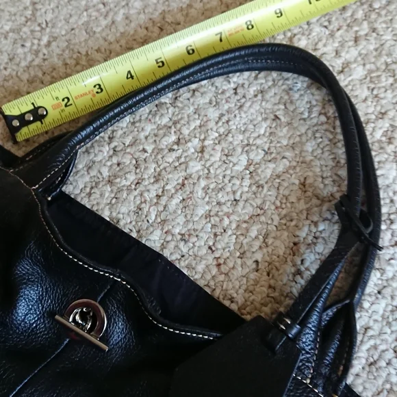 Rabeanco Black Pebbled Leather shoulder Handle Bag